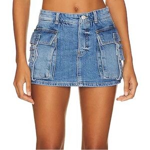 Denim Mini Skirt with Pockets